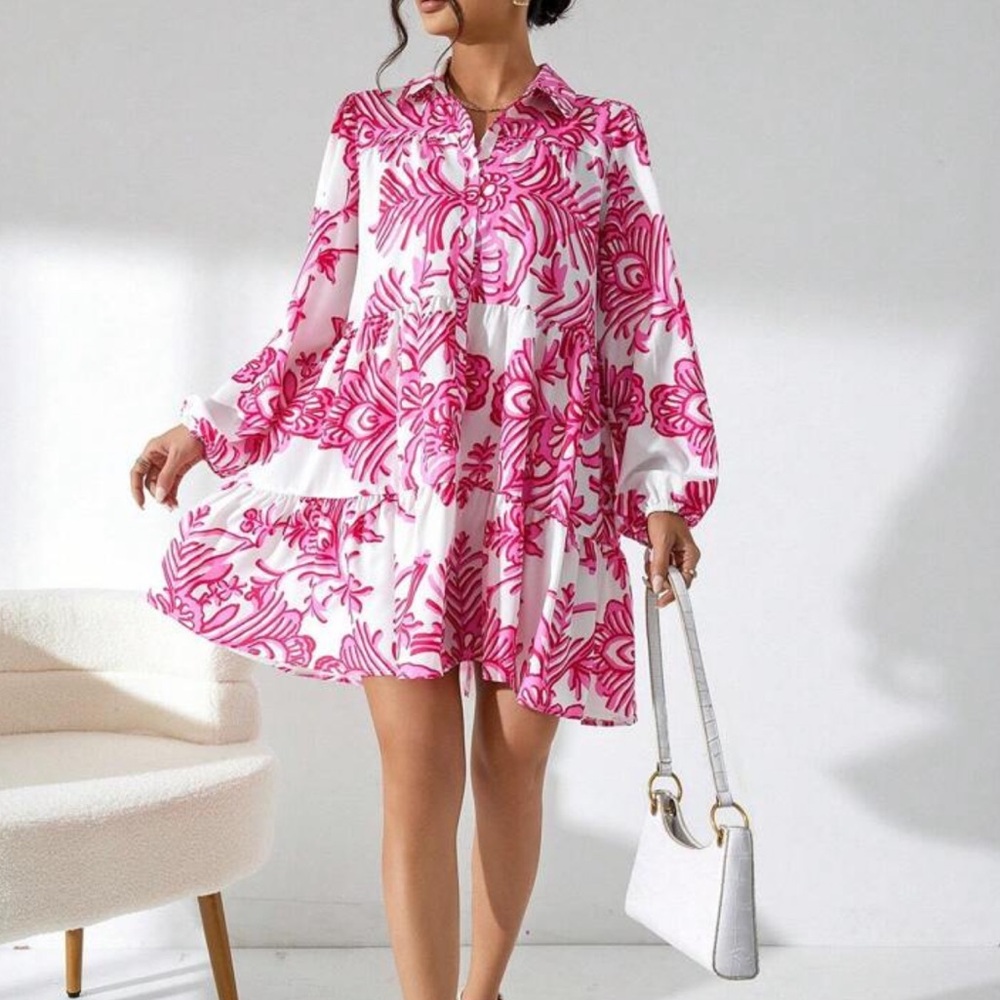 Floral Spring/Summer Pink and White Dress